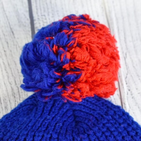 Vintage 60s 70s NY Giants Wigwam Cable Knit Beanie Stocking Cap - Picture 3 of 5